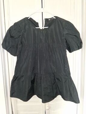Zara Black Puff Sleeve Peplum Top